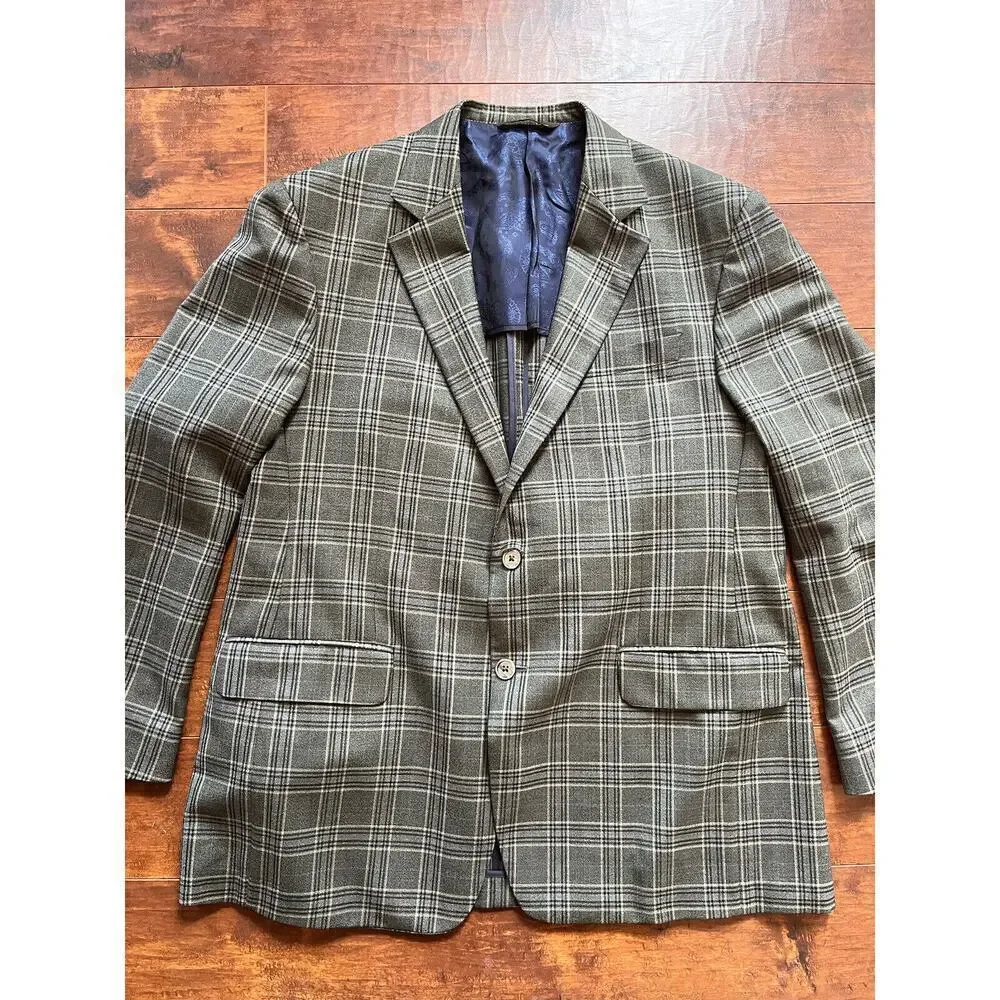 Robert Talbott Green Plaid High QualitySport Suit Coat Mens READ BELOW